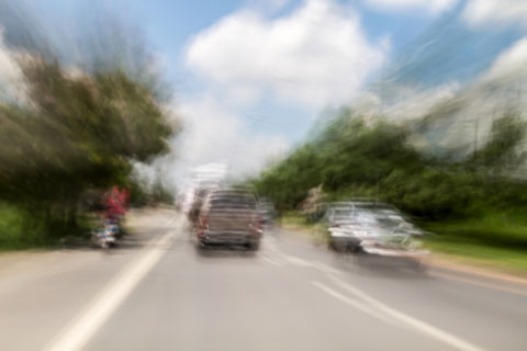 Blurred vision of a road